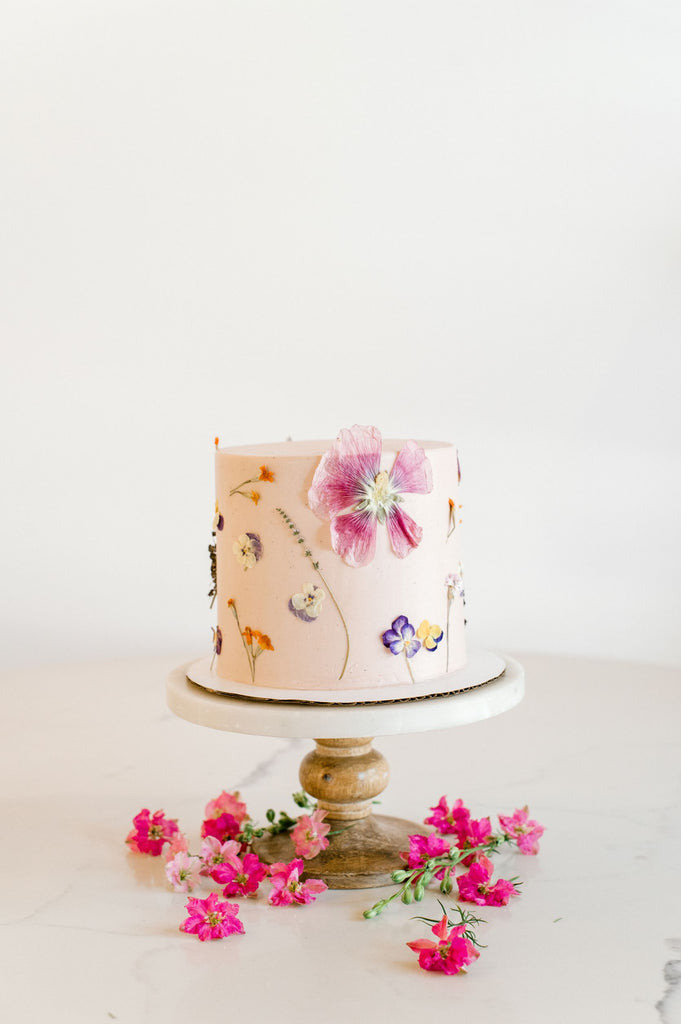 Chocolate Olive Oil Cake with Berries and Edible Flowers by